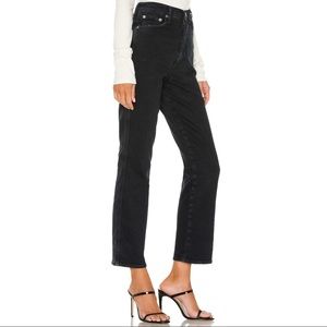 Agolde Pinch Waist High Rise Kick Black Jeans